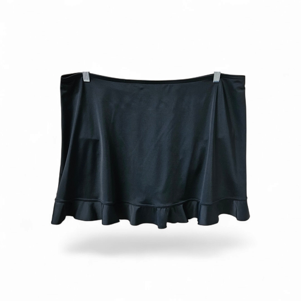 LANEBRYANT Plus Size Black Ruffle Hem MiniSwim skirt With Built In Brief Size 22 - Picture 4 of 10